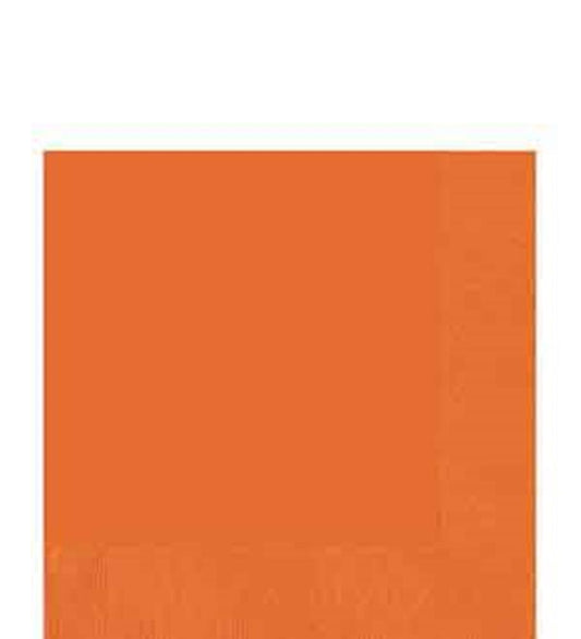 Bright solid orange large cloth napkin with a subtle border stitch detail.