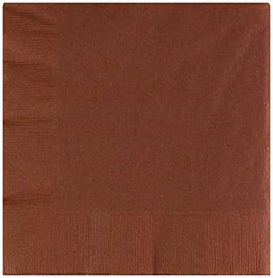 Chocolate brown large paper napkin with a smooth texture and subtle embossed border design.