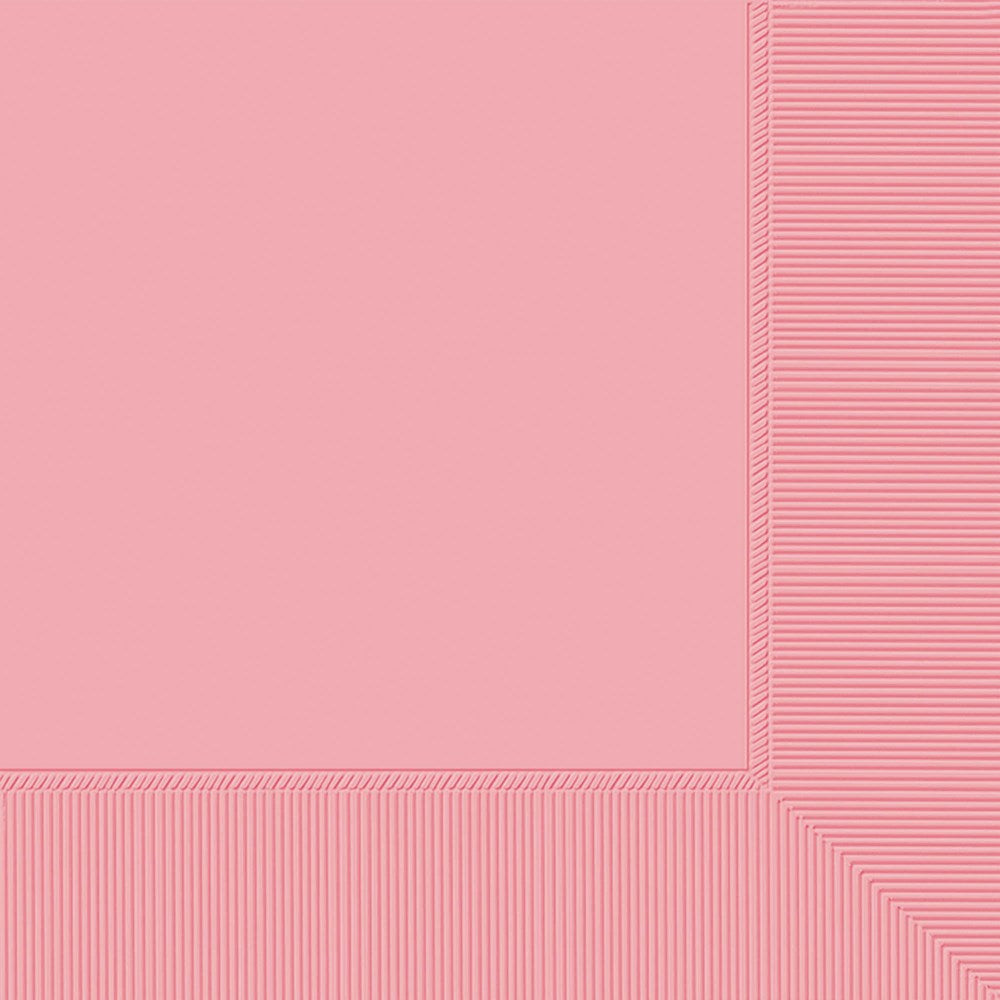 Stack of large pastel pink paper napkins with a subtle embossed border design.