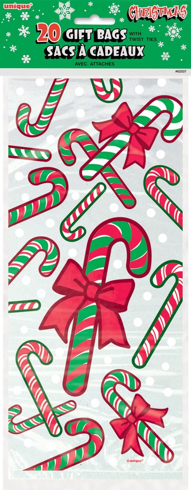 Candy Cane Cellophane Bags, 20ct