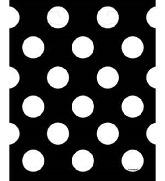 Black loot bag with large white polka dots, pack of eight.