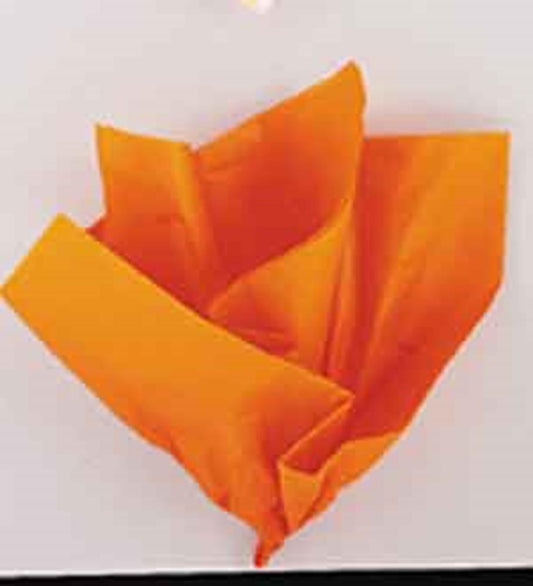 Bright orange tissue paper sheets loosely folded with a smooth, thin texture.