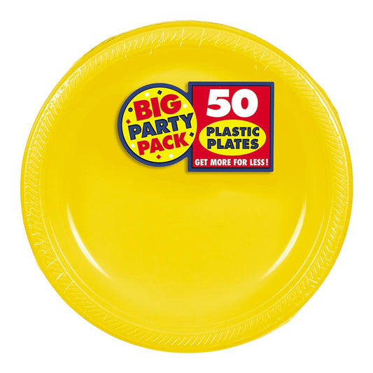 Round Plastic Plates Yellow Sunshine 7 inch 50ct