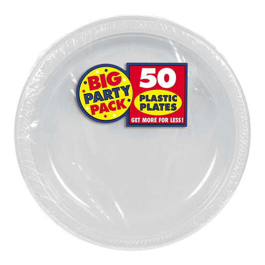 Round Plastic Plates Silver 7 inch 50ct