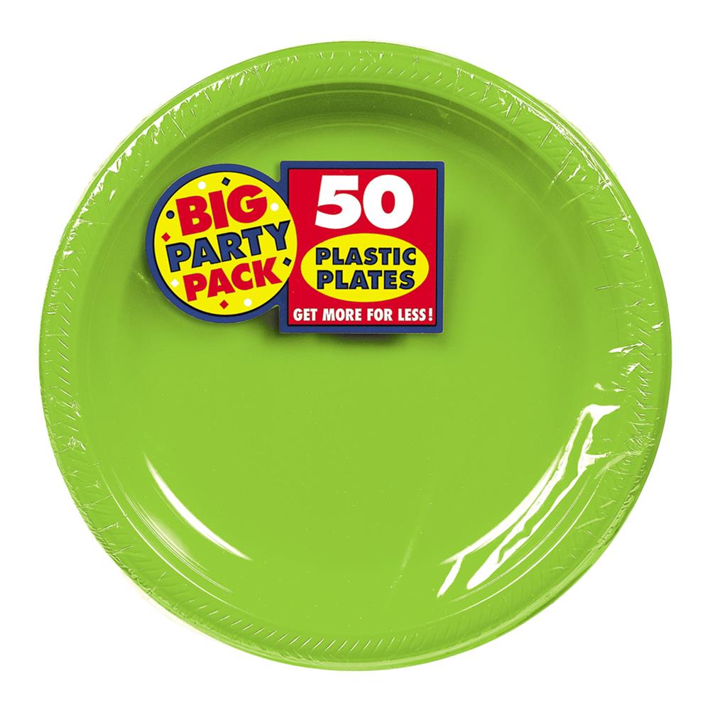 Round Plastic Plates Kiwi 7 inch 50ct