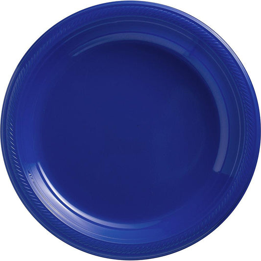 Round Plastic Plates Bright Royal Blue Plate 10.25 inch 50ct