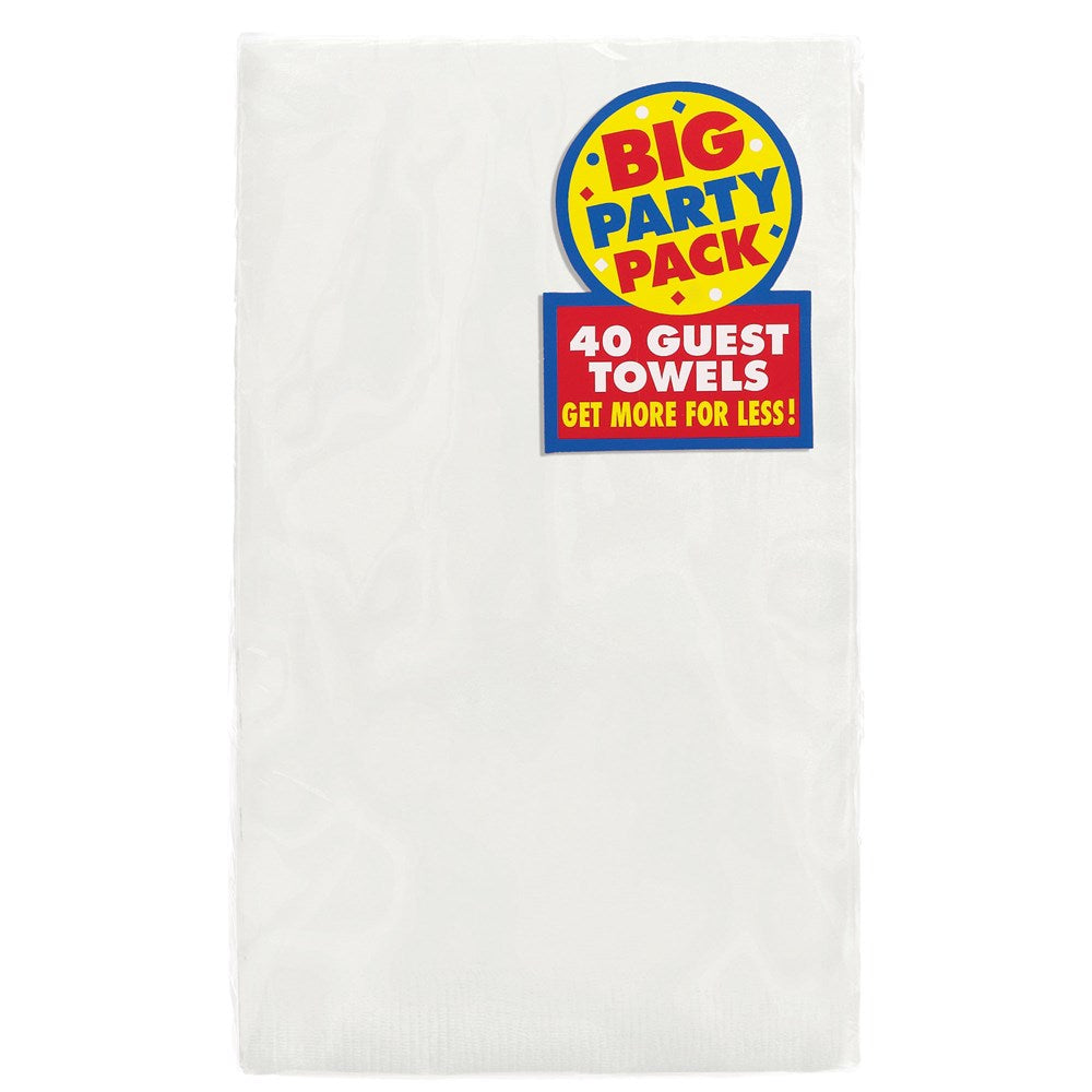 2-ply frosted white guest towel pack with colorful Big Party Pack label, 40 count.