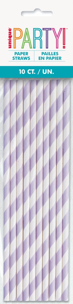 Unique Paper Party Straws 10ct - Lavender