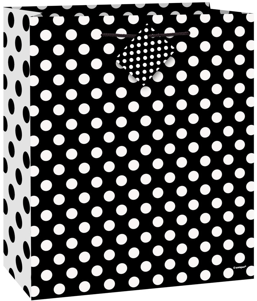 Gift Bag (M) Black Dots 12ct