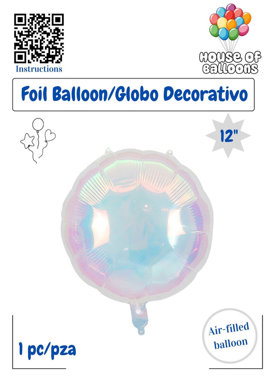 House of Balloons White Mother of Pearl Sphere 12 inch Foil Balloon 1ct