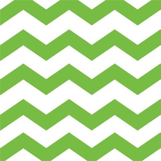 Green and white chevron pattern 2-ply paper napkin with fresh lime color tone.