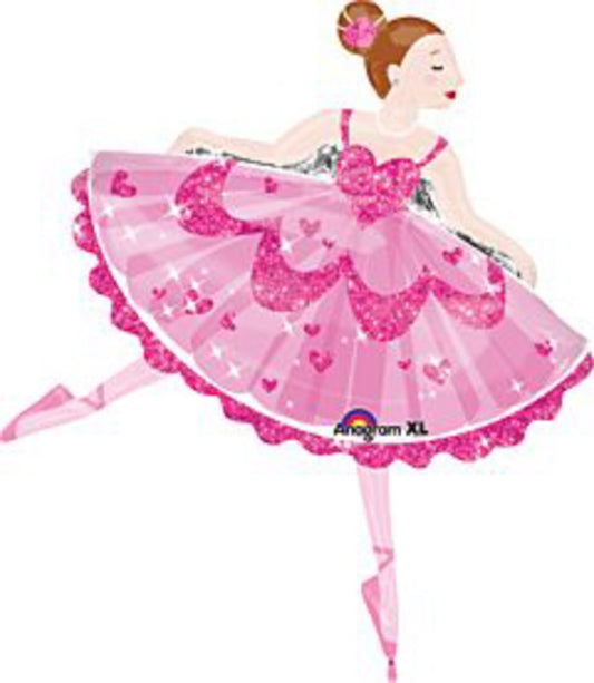 Pink Sparkle Ballerina 35in Foil Balloon