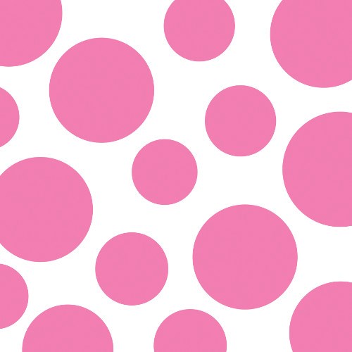 White napkin with large and small candy pink polka dots scattered evenly across the surface.