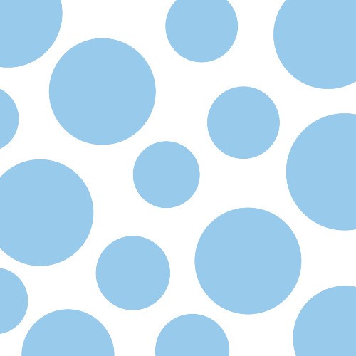 Pastel blue napkin with large and small polka dots on a white background, soft 2-ply paper texture.