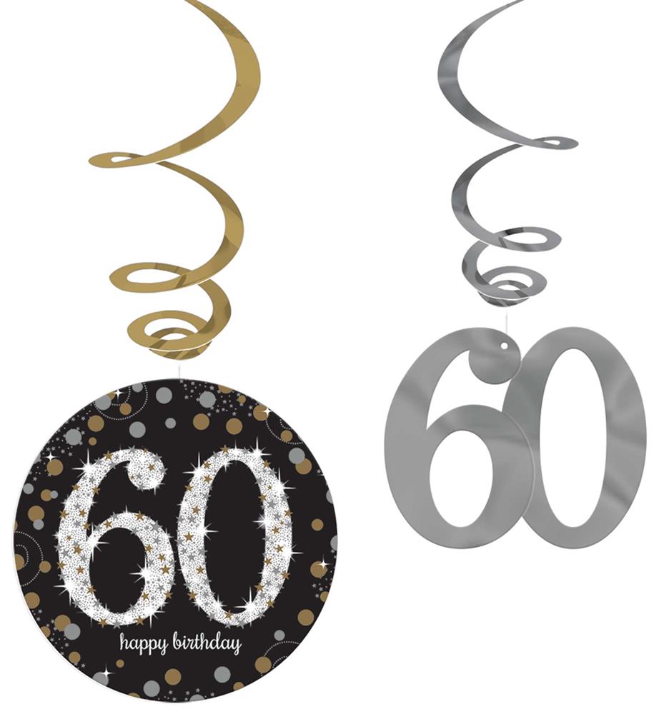 Sparkling Celebration Happy Birthday 60 Swirl Decoration 12ct