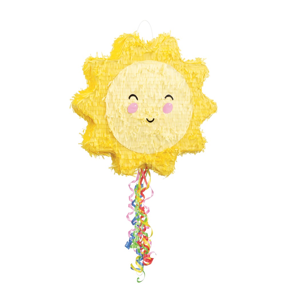 Piñata de tambor con forma de sol sonriente