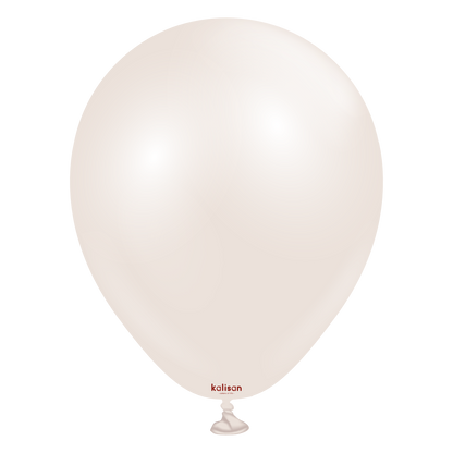 Beige cream latex balloon with glossy finish, 5 inches, rounded shape.