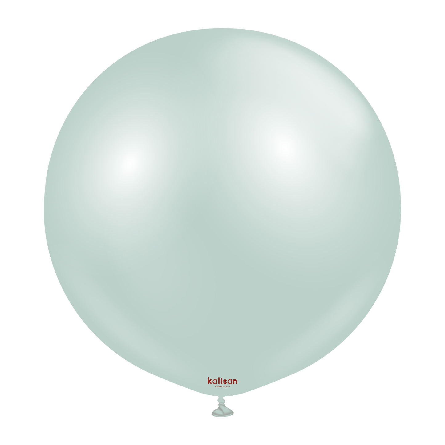 Two 24-inch round balloons in a translucent icy mint color with a smooth surface.