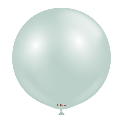 Two 24-inch round balloons in a translucent icy mint color with a smooth surface.