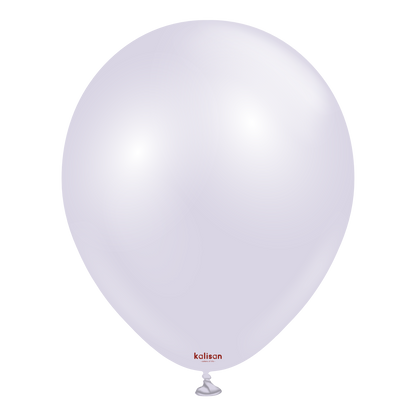 18-inch lavender fog latex balloon with subtle pearl finish and tied knot at base.