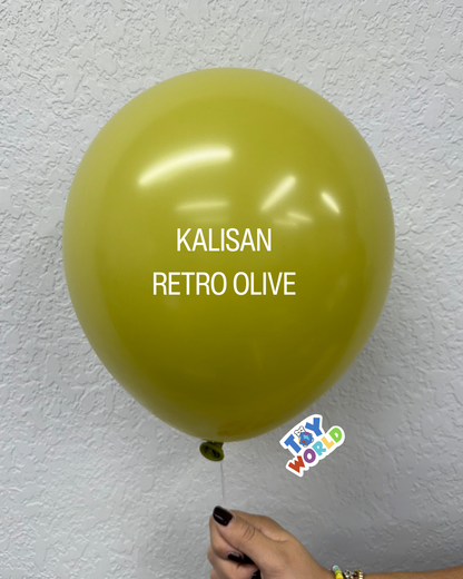 Globos de látex retro oliva de Kalisan de 12 pulgadas, 100 unidades