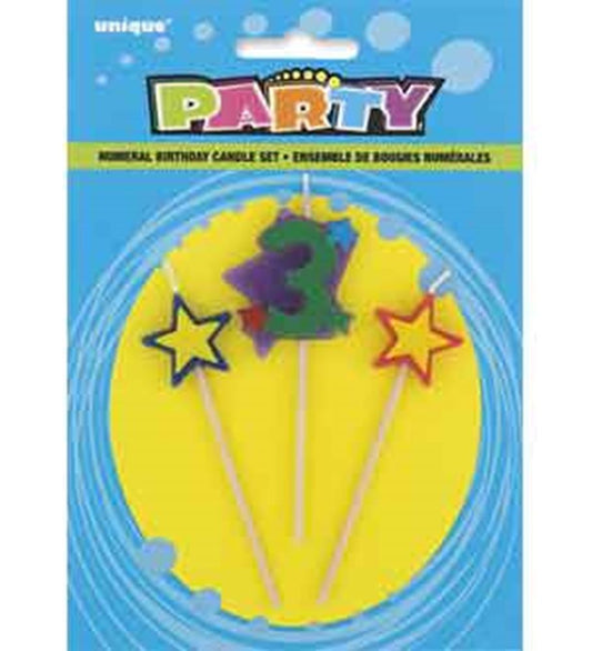 Star Birthday Candle Set - 3