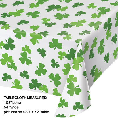 St Patricks Decor Shamrock All Over Print Tablecover 1ct