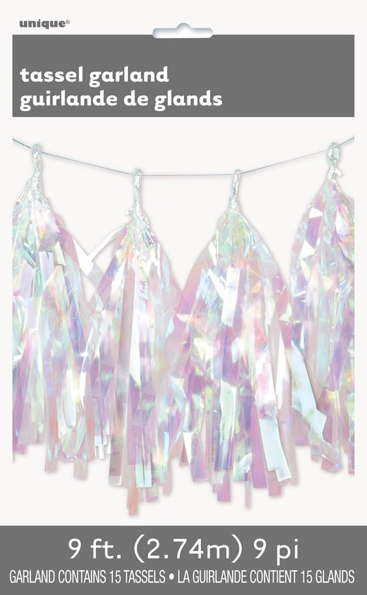 Foil Tassel Garland 9ft Iridescent