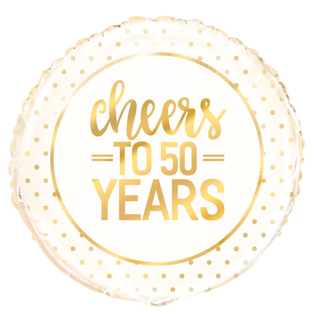 Gold Cheers 50 Years 18in Foil Balloon