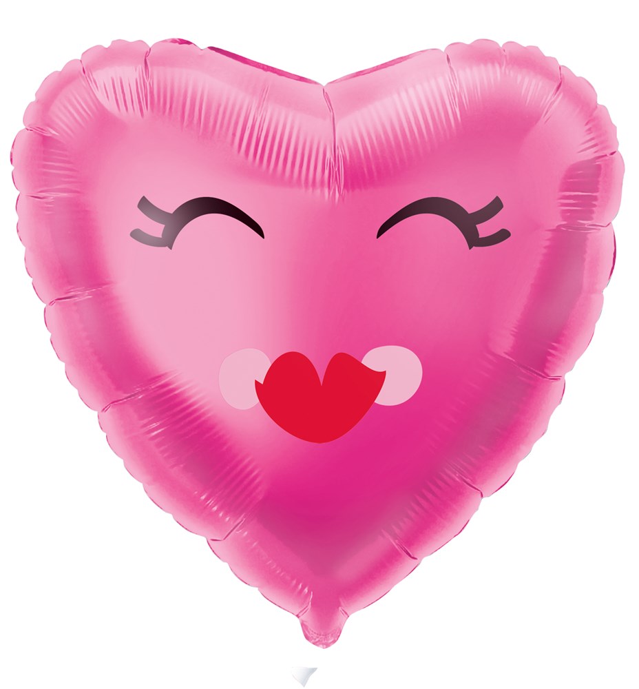 Smiling Pink Heart 18 inch Shaped Foil Balloon