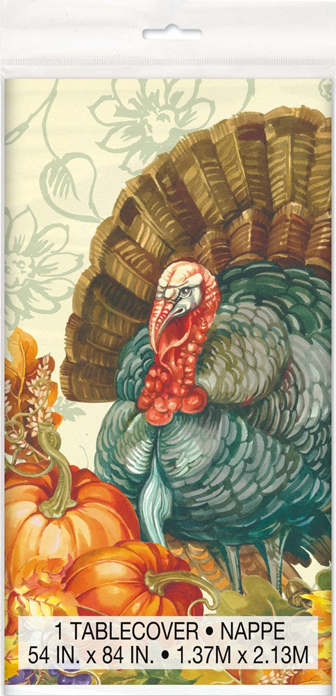 Mantel rectangular de plástico para Acción de Gracias tradicional, 54" x 84"