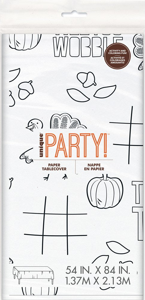 Pavo de Acción de Gracias color en mantel de papel 54in x 84in