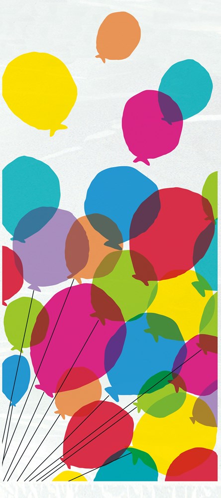 Balloon and Rainbow Birthday 5 inch x 11 inch Cellophane Bag 20ct