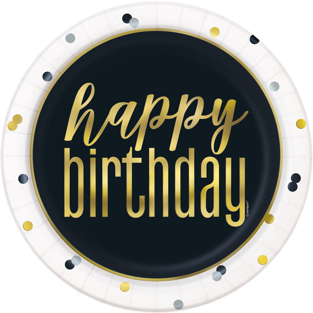 Happy Birthday Metallic Large Plate 8ct