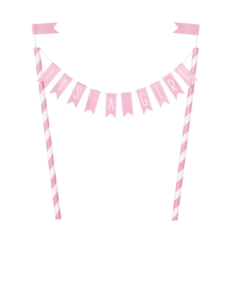 Its A Girl Baby Shower Bunting Cake Topper