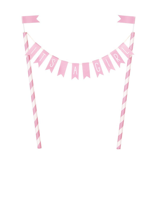 Its A Girl Baby Shower Bunting Cake Topper