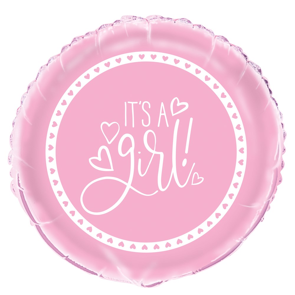 Pink Hearts Baby Shower 18 inch Round Foil Balloon