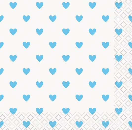 Blue Hearts Baby Shower Beverage Napkins, 16ct