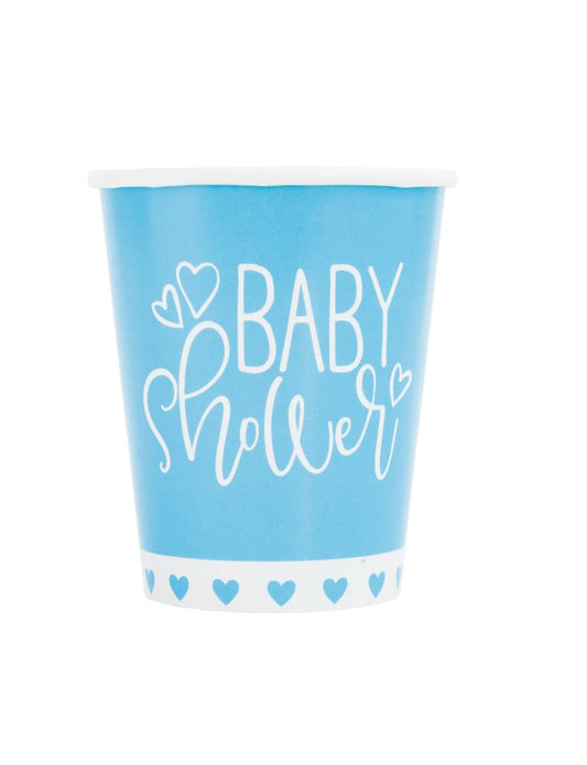 Baby Shower Corazón - Taza Azul 9oz 8ct