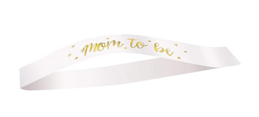 Fajín de satén Mom to Be dorado y blanco