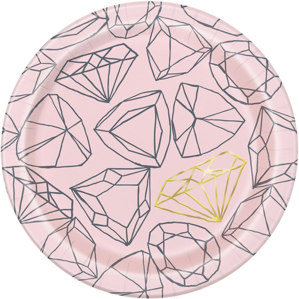 Pink Diamond Bachelorette Party 7in Plate 8ct