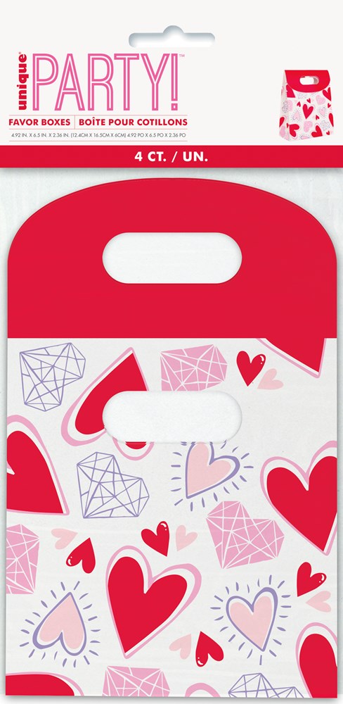 Valentines Day Sparkling Heart Favor Box 4ct