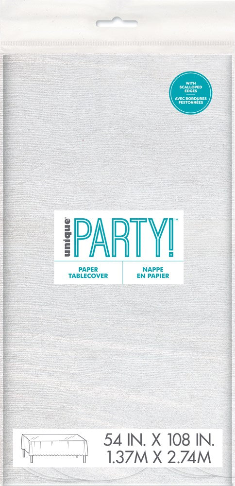 Mantel de papel festoneado blanco 54in x 108in