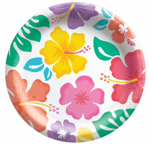 Summer Hibiscus 6.75 inch Round Plates 50ct