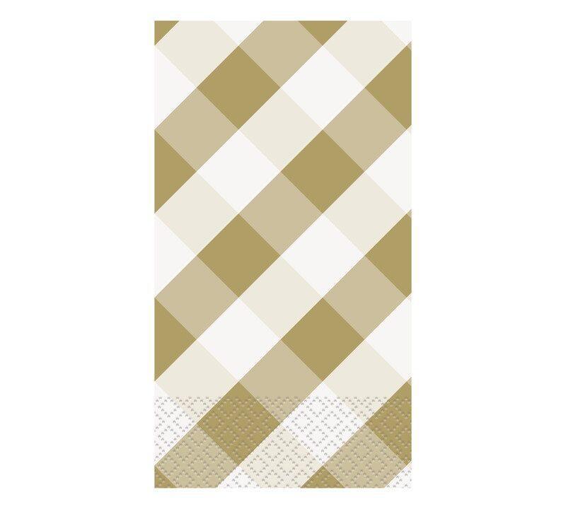 Gold Gingham Guest Napkin 16ct