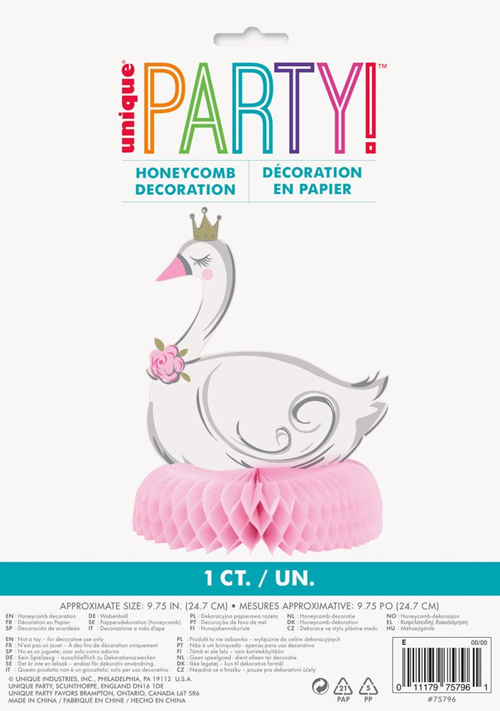 Cisne cumpleaños 10 en panal centro de mesa