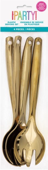 Gold Plastic Serving Utensil Set 4pc