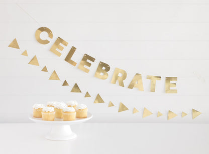 Gold Celebrate Paper Garland Set 2pc