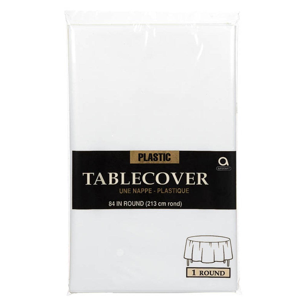 White Tablecover Round 84in