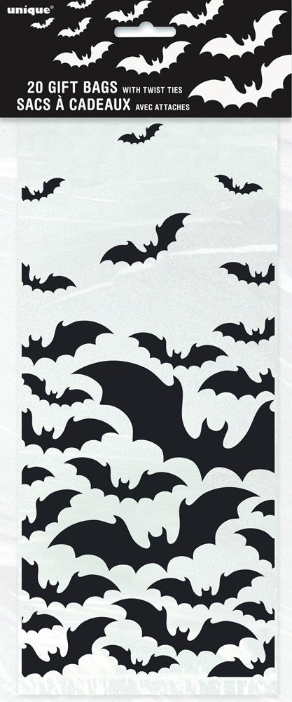 Black Bats Halloween Cellophane Bag 20ct